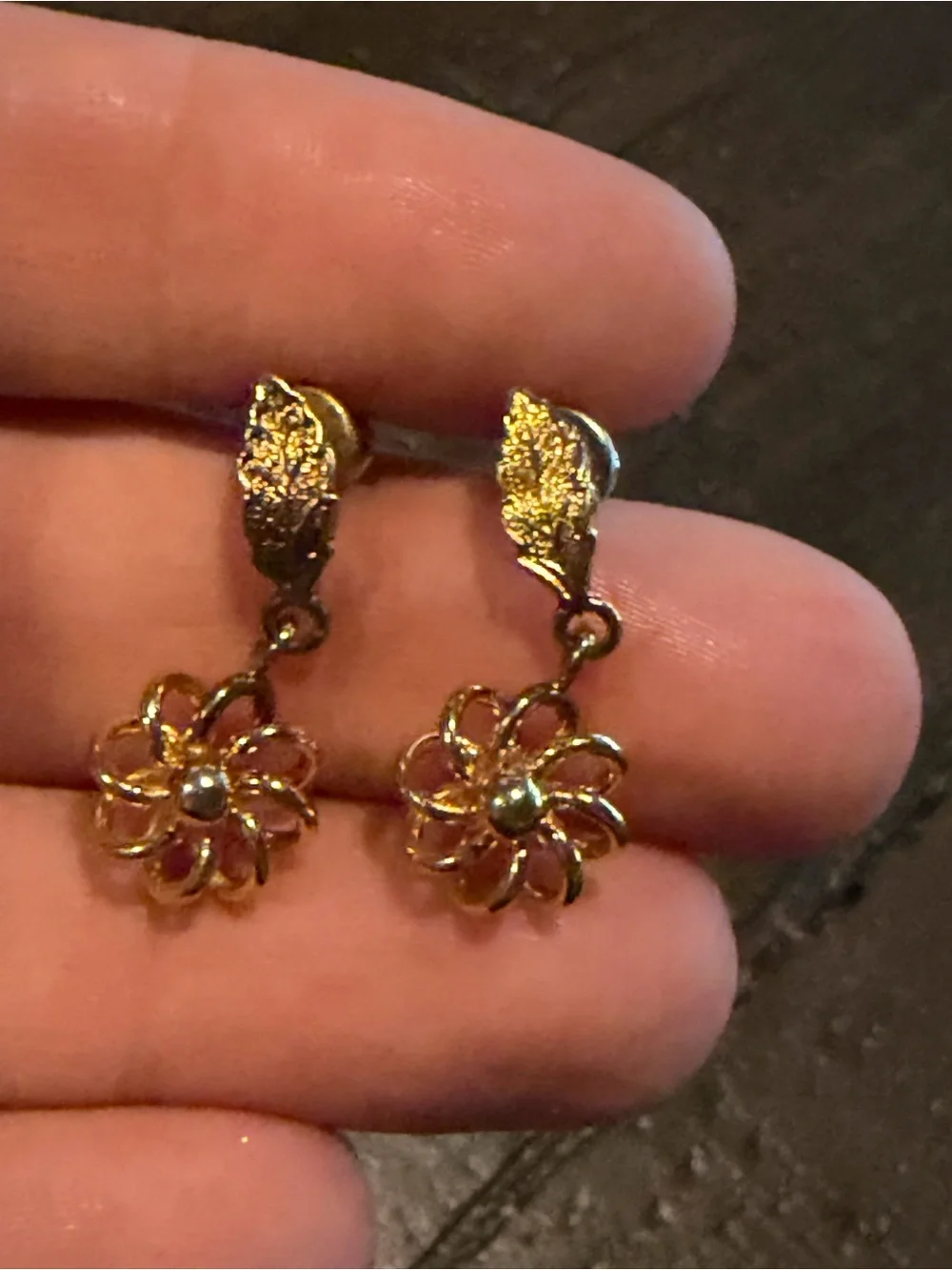 Gold Floral Drop Earrings - Classic Women Jewelry